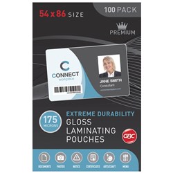 GBC LAMINATING POUCH 54X86MM 175 Micron Pack 100